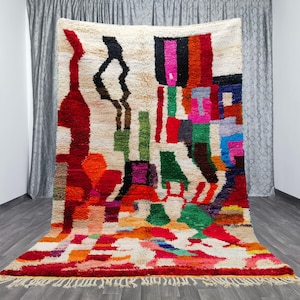 Gorgeous Orange Moroccan Rug  - Morrocan Area Wool Rugs -Handmade Beni Ourain Rug -Berber Rug For Room- Gift Rug For Home - Vintage Area Rug