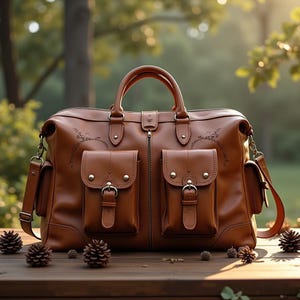 Unisex Travel Bag With Front Pockets | Personalized Gift Leather Duffle Bag | Handcrafted Gym Weekender Bag | Luxury Designer Carry On Bag