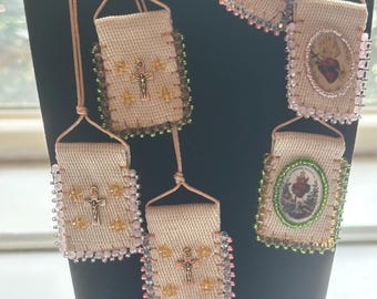 Beige Hand-embroidered Scapular