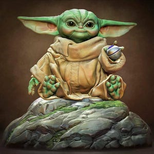 STL 3d printing Grogu figurine miniature fanart art mandalorian collectible character digital file download fantasy star wars statue