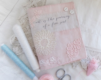 Handmade vintage fabric journal - one of a kind