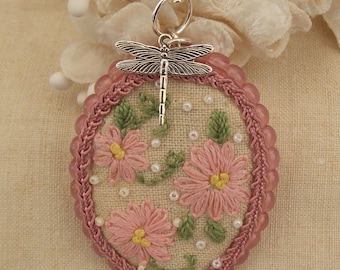 Flower Garden Collection - Embroidered pendant necklace