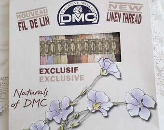 DMC Fine Linen threads with cross stitch patterns