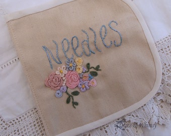 Embroidery - hand embroidered needle keep book