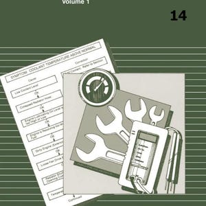 May include: A green and white manual cover with the Cummins logo. The cover features a diagram of a gauge, wrenches, and a diagnostic tool. The text reads "Troubleshooting and Repair Manual" and lists engine models.