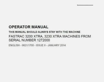Operator Manual For JCB 3200 XTRA, 3230 XTRA fastrac.