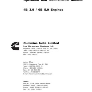 CUMMINS 4B 3.9 , 6B 5.9 ENGINES Opps and maintance  87 PAGES