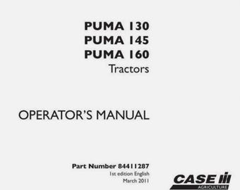 Case IH Puma 130 145 160 models Year 2011 Operators Manual