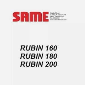 Same Rubin 160 180 200 Workshop Service Manual