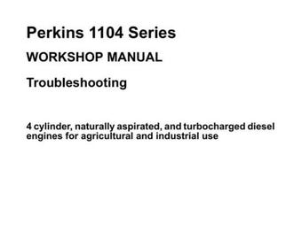 PERKINS 1103 & 1104 Trouble Shooting Manual
