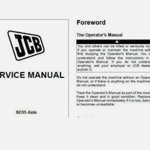 Complete Service Repair Manual for JCB SD55 Axle.