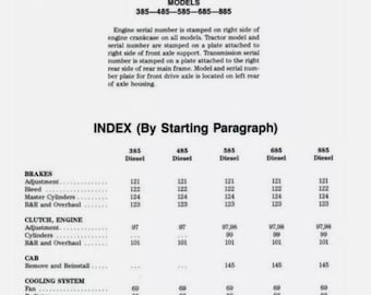 Case IH 385 485 585 685 885 TMM Tractors Workshop Manual