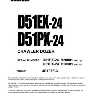 KOMATSU D51EX-24 , D51PX-24 bulldozer workshop manual 2683 PAGES