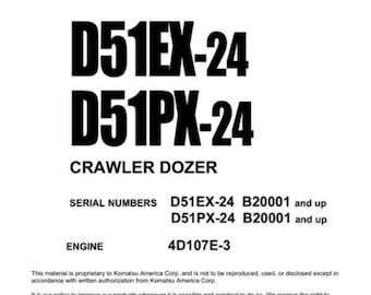 KOMATSU D51EX-24 , D51PX-24 bulldozer workshop manual 2683 PAGES