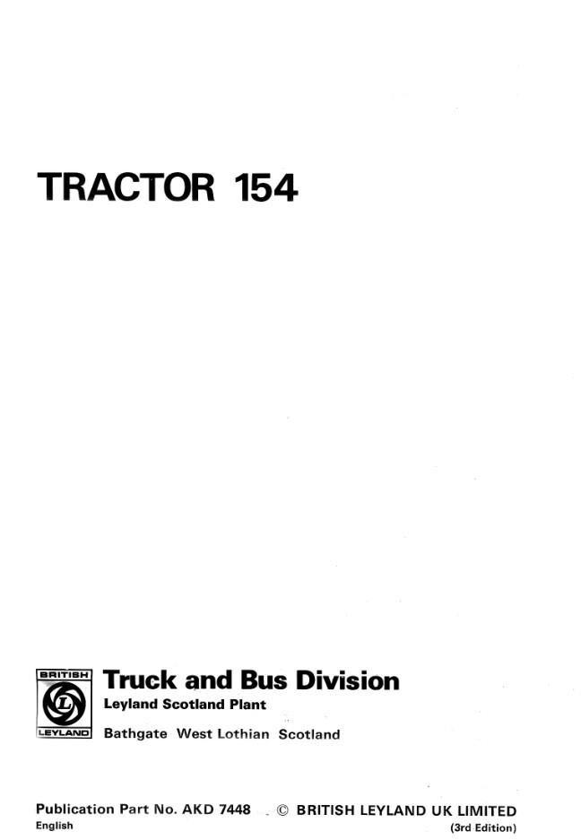 Leyland 154 Tractor Workshop Manual - Etsy