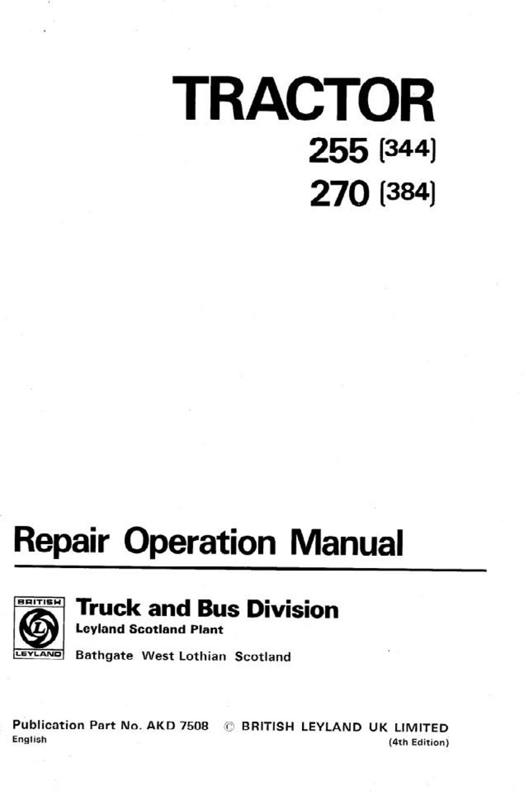 Manuel D'atelier Tracteur Leyland 255 & 270 - Années 1972-1975 - Neuf Sur CD