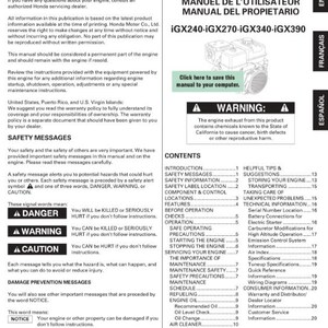Honda IGX Series Engines Manuals