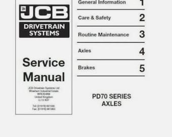 Service Repair Manual for JCB Drivetrain Systems PD70 Axles