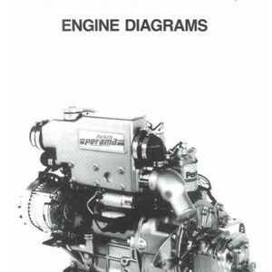 May include: A black and white engine diagram for Perkins M Series Perma 20, 25, & 30 engines. The text at the top reads "PERKINS M Series - Perma 20, 25, & 30 Almost the same as Volvo M2020, etc ENGINE DIAGRAMS."