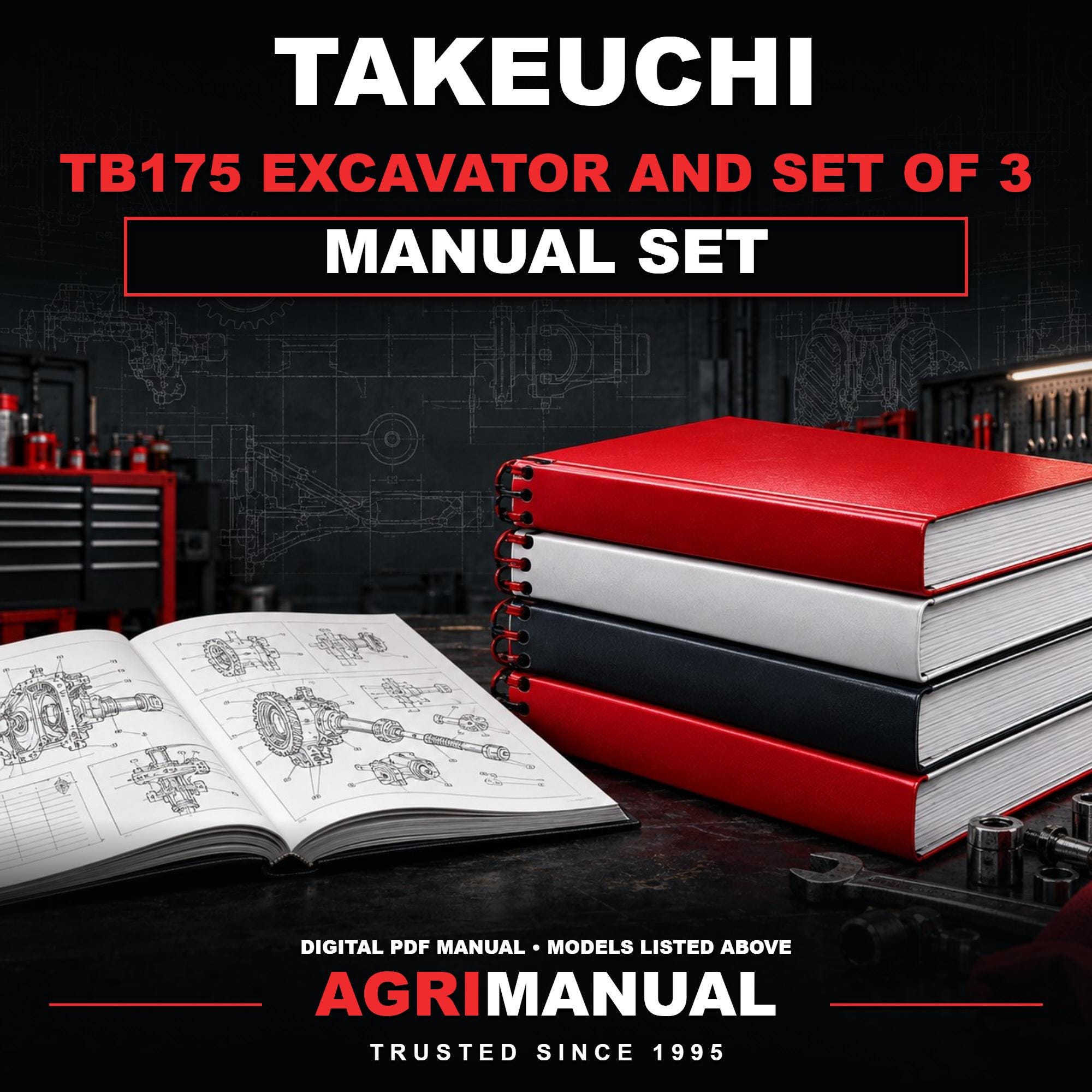 Takeuchi TB175 Excavator Workshop and Parts Manuals Set of 3