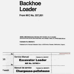Jcb 1400 1400b Backhoe Loader Workshop Manual
