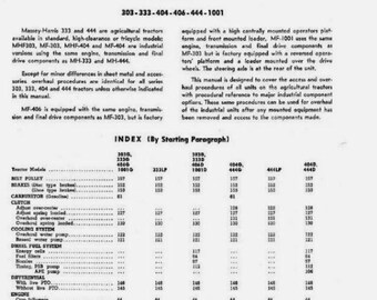 Massey Ferguson Massey Harris 303 to 1001 TMM Workshop Manual
