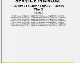New Holland T4030V 4040 4050 4060 Dealers Workshop Manual