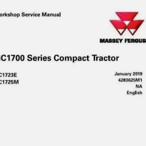 Complete Workshop Service Manual for Massey Ferguson GC1700 Series