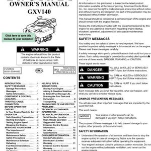 Honda GXV Series Engines Manuals