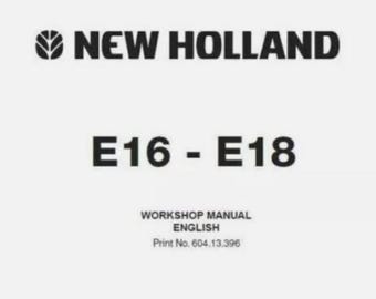 New Holland E16B, E18B Mini Crawler Excavator Service Repair Workshop Manual