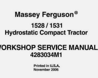 Workshop Service Manual Massey Ferguson 1528 1531 Hydrostatic Compact Tractor
