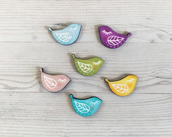 Petit Oiseau En Bois Revers Broche Broche Amitié Cadeau Pour Femme Oiseau Aimants Sac à Dos Pin Oiseau Bijoux Idées Cadeaux De Pâques