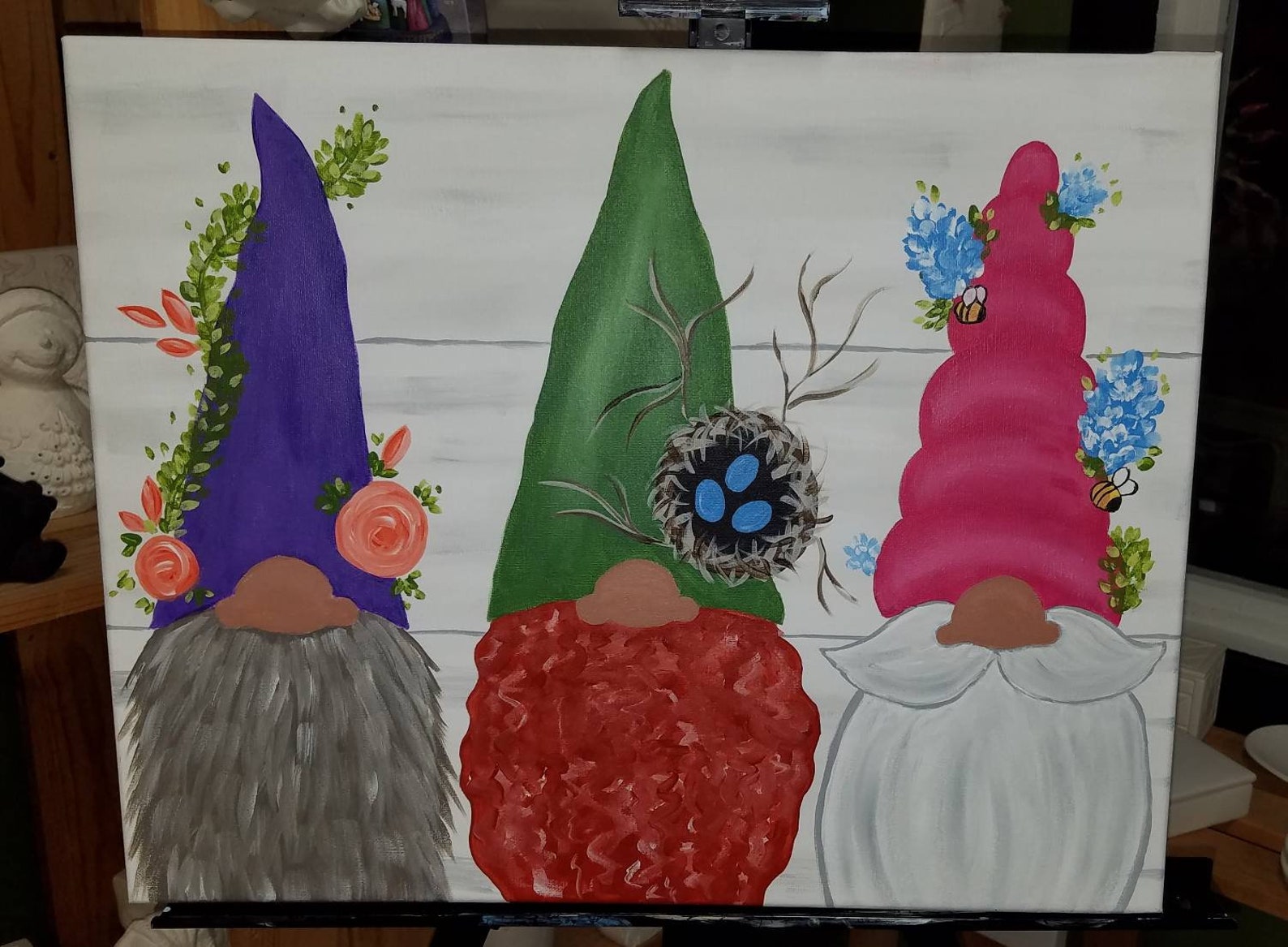 Garden Gnomes Acrylic Canvas Painting Etsy