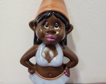 Hand Painted African  American Female Garden Gnome