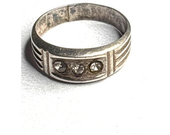 Anillo victoriano vintage para bebé, talla 2, estilo art déco, tres piedras