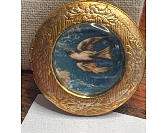 Mourning Brooch | Swallow Bird Locket | Memorial Jewelry