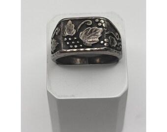 Anillo vintage W.M. Wheeler para hombre, de plata esterlina Black Hills, con diseño de vid, talla 12.