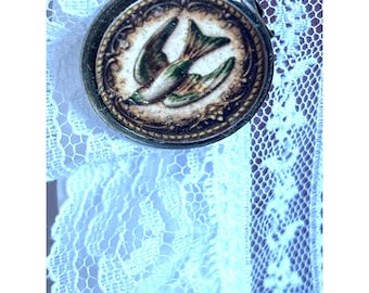 Handmade Victorian Mourning Pin | Swallow Bird Brooch | 25mm