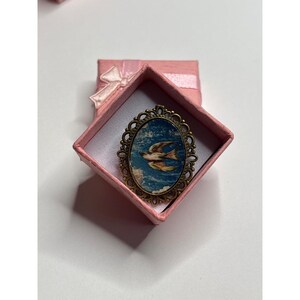 Handmade Mourning Brooch | Blue Swallow Bird Pin | Memorial Jewelry | Bridal Bouquet image 6