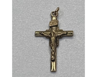 Colgante de crucifijo vintage de los años 60 relleno de oro de 14 quilates / INRI