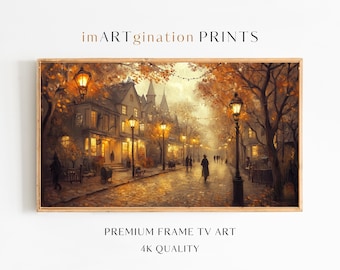 Frame TV Art Fall Frame TV Vintage Town Oil Painting Art Frame Tv Cozy Fall Street Painting Frame Tv Art Autumn Frame TV Fall Screensaver