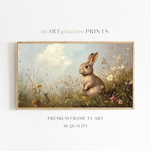 Spring Bunny Samsung Frame TV Art Easter Bunny Rabbit TV Art Spring Decor Vintage Farmhouse TV Nursery Art Digital Download Frame Tv Easter