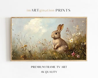 Spring Bunny Samsung Frame TV Art Easter Bunny Rabbit TV Art Spring Decor Vintage Farmhouse TV Nursery Art Digital Download Frame Tv Easter