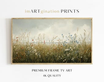 Summer Landscape Frame TV Art Spring Wildflowers Oil Painting Frame Tv Meadow Floral Tv Art Vintage Cottagecore TV Decor Spring Frame Tv Art