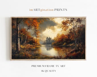 Samsung Fall Frame TV Art Vintage Autumn Landscape Art for Frame Tv Fall Day Autumn TV Art Fall Oil Painting Earth Tones Decor Fall Romantic