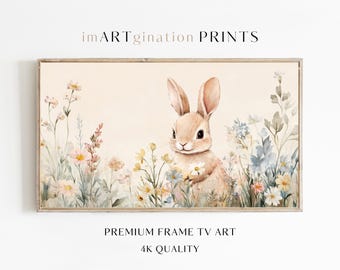 Spring Bunny Samsung Frame TV Art Easter Bunny Rabbit TV Art Spring Decor Vintage Farmhouse TV Nursery Art Digital Download Easter Frame Tv