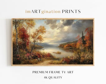 Frame TV Fall Art Vintage Autumn Landscape Art for Frame Tv Fall Autumn TV Art Fall Oil Painting Frame Tv Fall Decor Autumn Romantic Tv Art