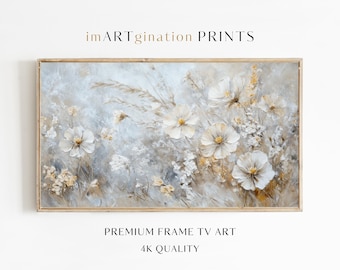Frame TV Art Spring Flowers For Frame Tv Wildlfowers Oil Painting Boho Decor Floral Frame TV Textured Wildflowers Boho Abstract Frame Tv Art