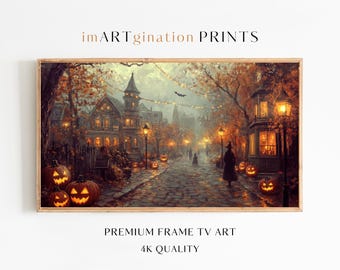 Frame TV Halloween Art Spooky Street Halloween Frame TV Art Halloween Witch Tv Art Jack O' Lantern Tv Art Halloween Decor Halloween Painting