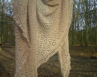 PDF-file knitting pattern lace shawl. Traditional shawl made out of sock yarn.